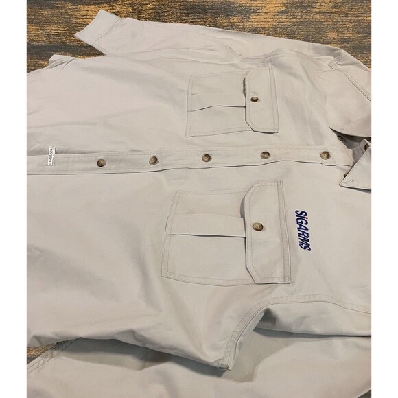 VINTAGE SIGARMS BEIGE LONG SLEEVE BUTTON SHIRT MENS LG LARGE - Picture 7 of 16